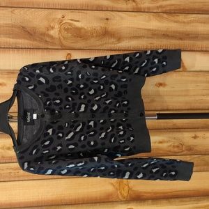 Modcloth Collectif Pietra Leopard Print Cardigan Grey Charcoal Black
